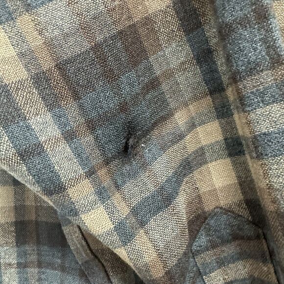 Pendleton Wool Shirt Mens Size M Plaid Brown Gray Distressed Vintage Loop - Picture 5 of 11